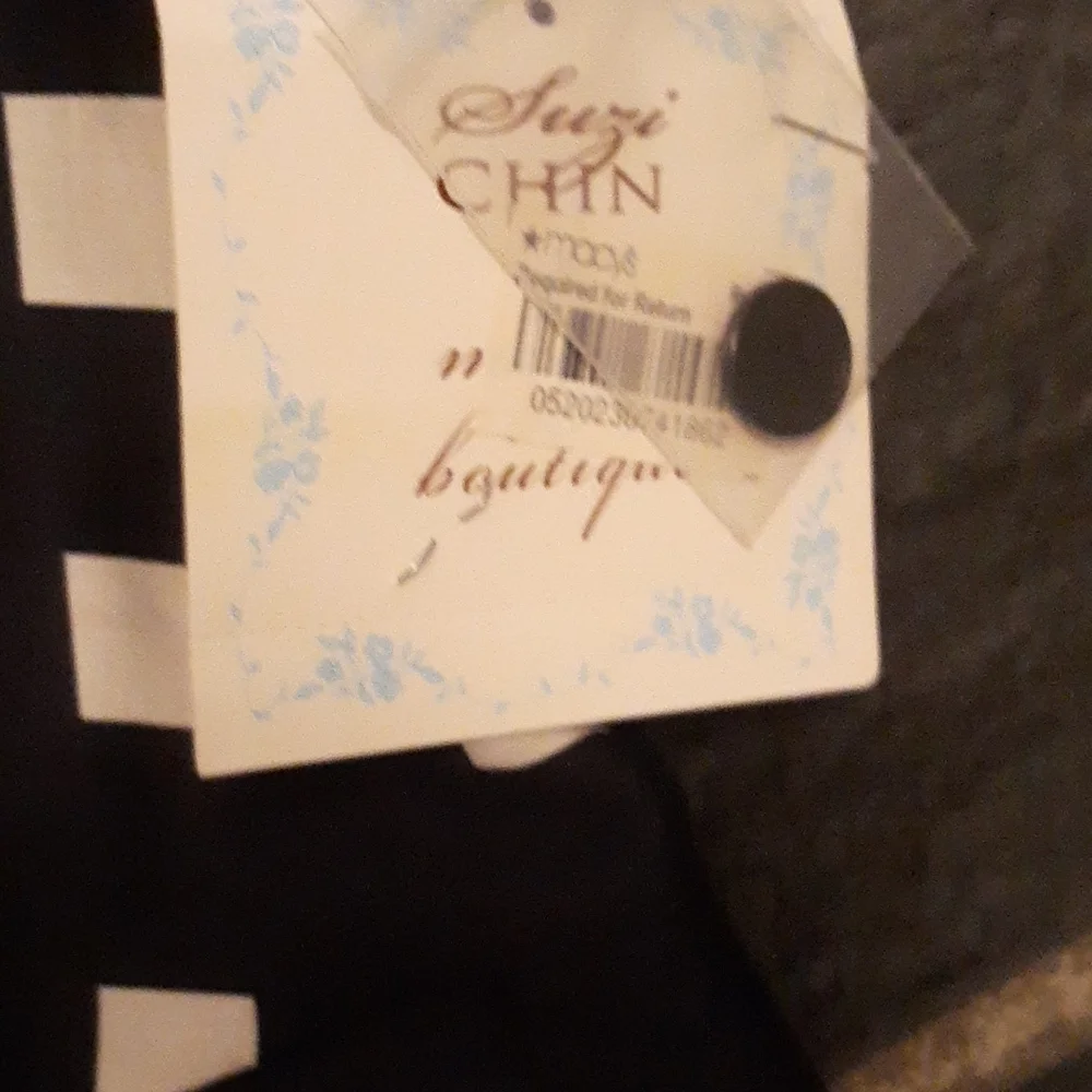 Suzi Chin Black & White Check Fit & Flare Dress SIZE 14 – Belted Shirt Dress NWT - Picture 5 of 7